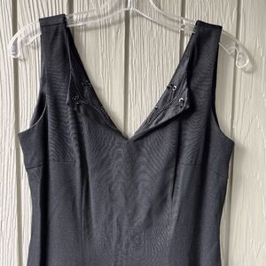 Vintage Dani Max Black Beaded V-Neck Sheath Dress Size 6 Made in USA